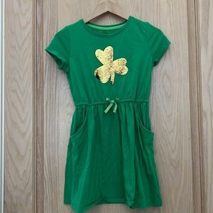 Green shamrock dress with flip sequins. Size 10-12